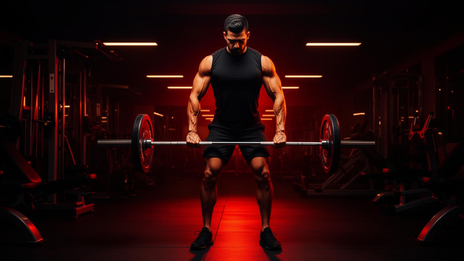 Athlete training with barbell in Titan Fitness gym